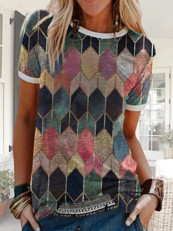 Geometric Printed Short Sleeve SKU175824571950413814