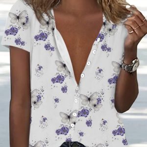 Others Loose Casual Butterfly Blouse SKU175824571933437025