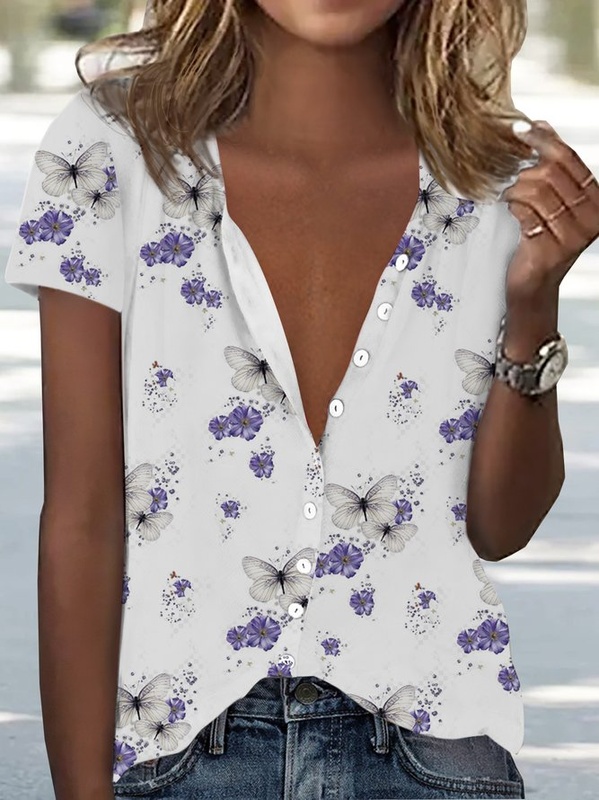 Others Loose Casual Butterfly Blouse SKU175824571933437025