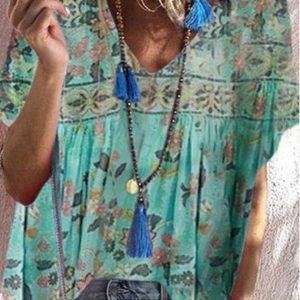 V Neck Tribal Cotton Short SKU175824571927250922