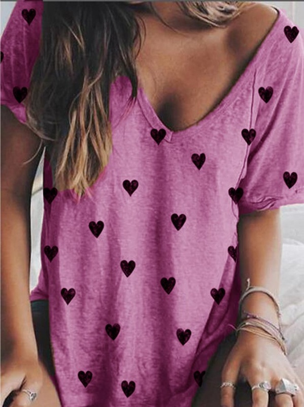 Casual V Neck T-shirt SKU175824571935735941