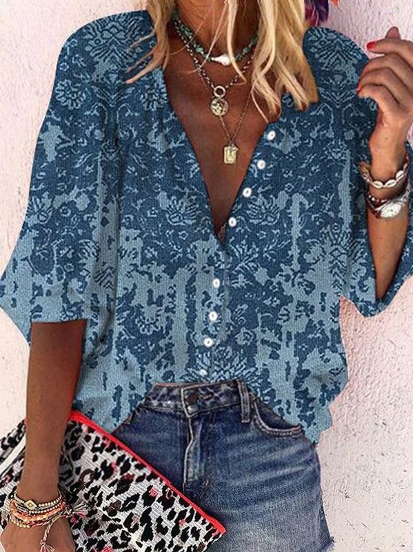 V Neck Loose Casual Blouse SKU175824571917213200