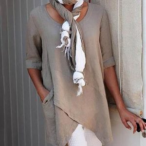 Women Half Sleeve Asymmetrical Vintage SKU175824571981969395