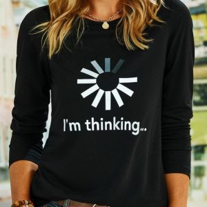 I'm Thinking Long Sleeve Round Neck SKU175824571921061127