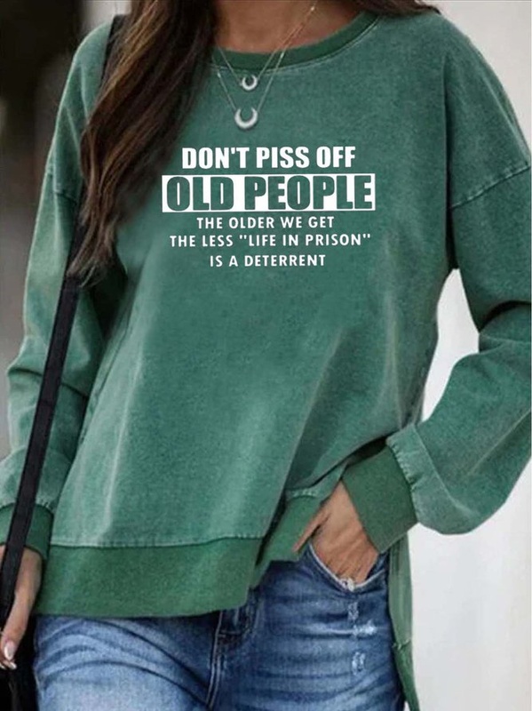 Letter Long Sleeve Printed Cotton-blend Crew Neck  Casual SKU175824571931699902