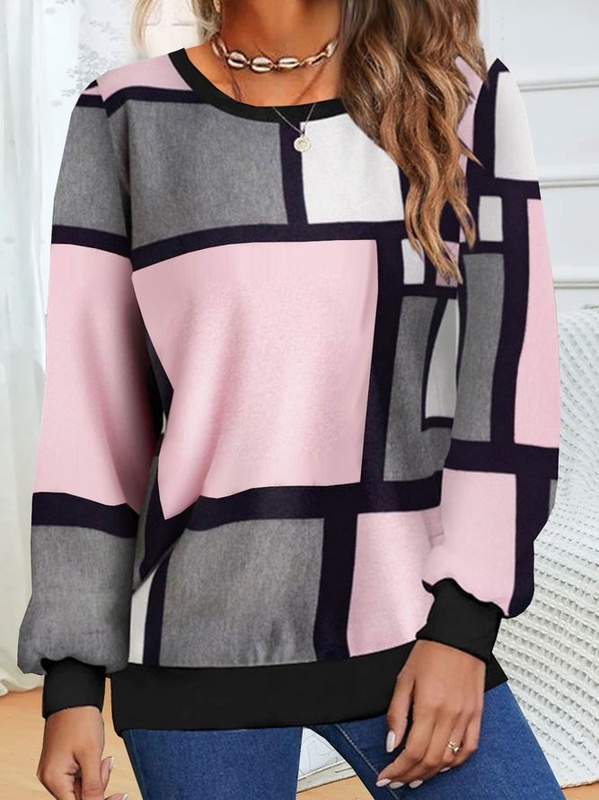 Crew Neck Loose Geometric SKU175824571931347465