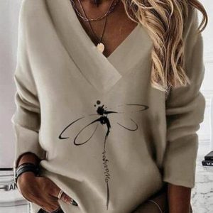 Regular Fit V Neck Casual Long SKU175824571990792098