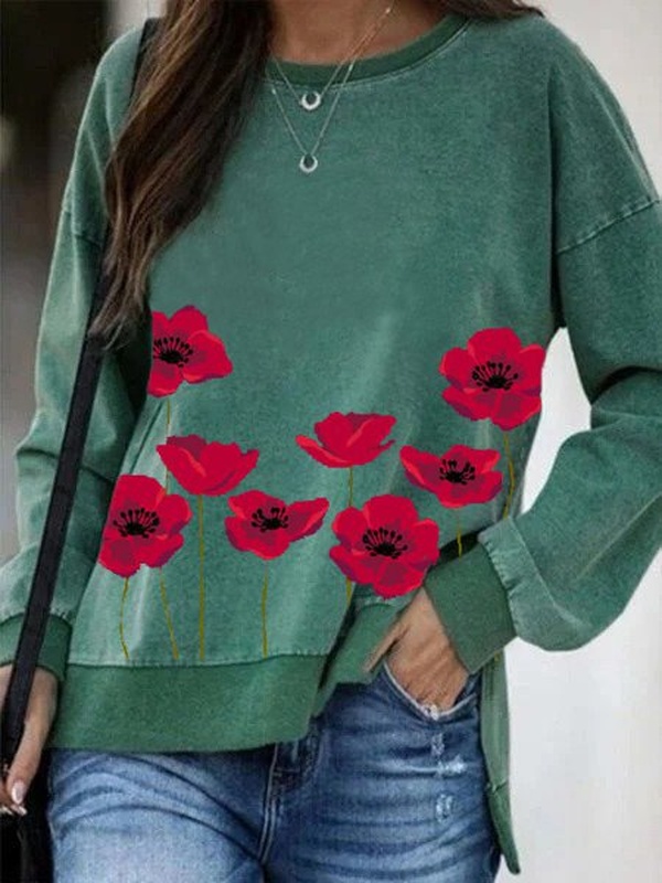 Crew Neck Loose Cotton-Blend Vacation Hoodies SKU175824571935797076