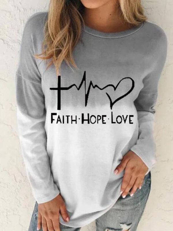 Long Sleeve Ombre Casual Letter SKU175824571981446140