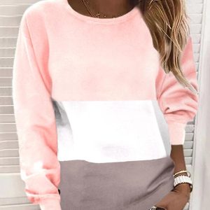 Color-Block Casual Crew Neck Long SKU175824571986398559